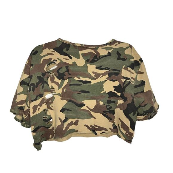 Women’s XL Camouflage T-Shirt Cropped Distressed - Picture 4 of 4